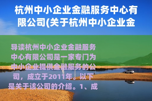 杭州中小企业金融服务中心有限公司(关于杭州中小企业金融服务中心有限公司的简介)