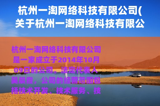 杭州一淘网络科技有限公司(关于杭州一淘网络科技有限公司的简介)