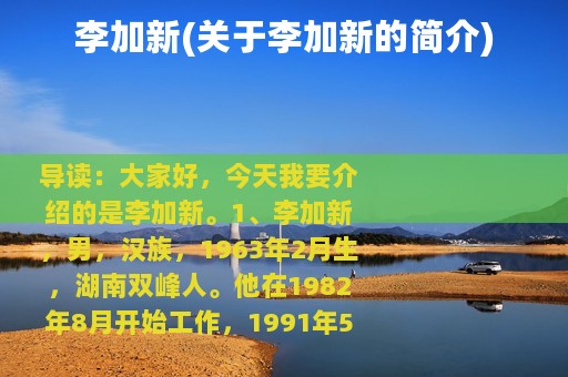 李加新(关于李加新的简介)