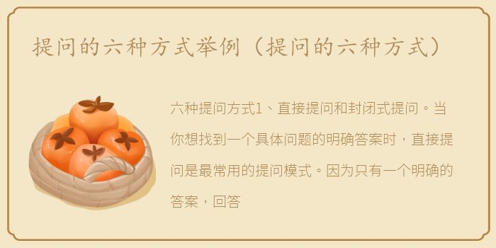 提问的六种方式举例（提问的六种方式）
