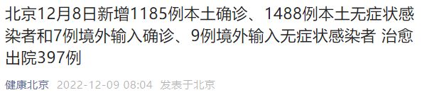 12月8日0时至24时北京新增191例社会面筛查人员