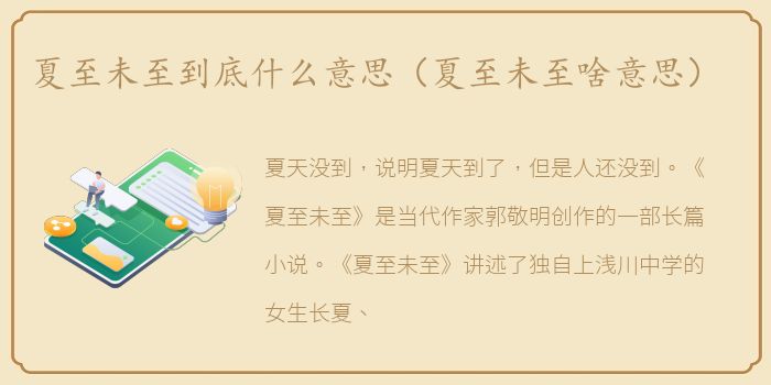 夏至未至到底什么意思（夏至未至啥意思）