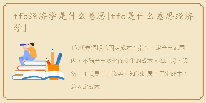 tfc经济学是什么意思[tfc是什么意思经济学]