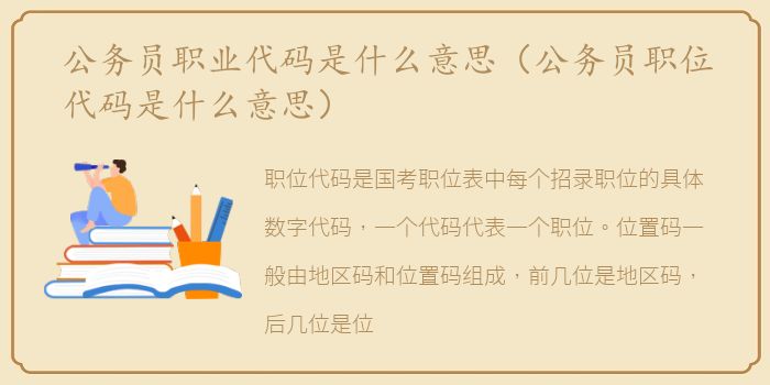 公务员职业代码是什么意思（公务员职位代码是什么意思）