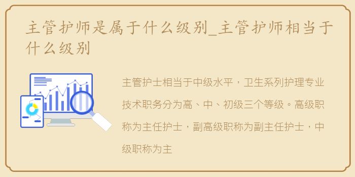 主管护师是属于什么级别_主管护师相当于什么级别