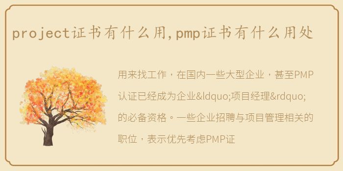 project证书有什么用,pmp证书有什么用处