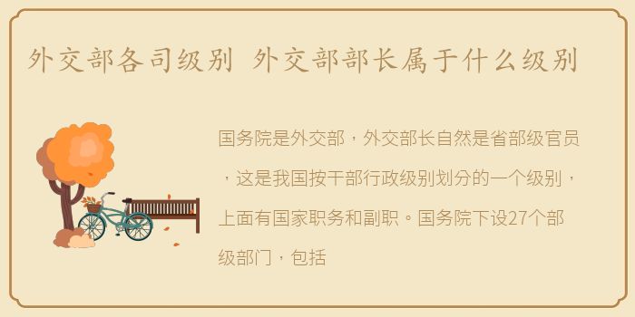 外交部各司级别 外交部部长属于什么级别