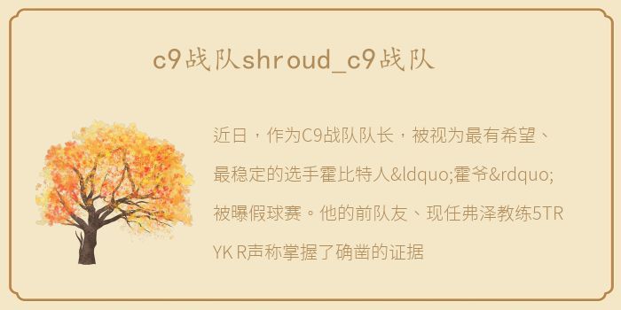c9战队shroud_c9战队