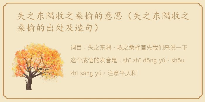 失之东隅收之桑榆的意思（失之东隅收之桑榆的出处及造句）