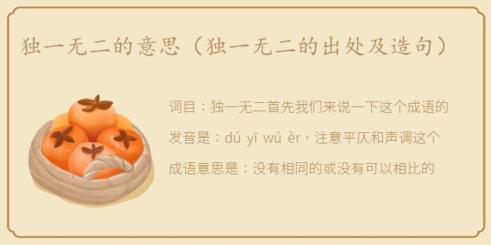 独一无二的意思（独一无二的出处及造句）