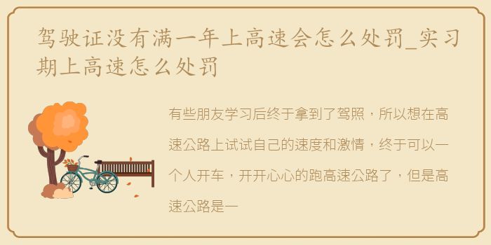 驾驶证没有满一年上高速会怎么处罚_实习期上高速怎么处罚