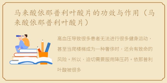 马来酸依那普利叶酸片的功效与作用（马来酸依那普利叶酸片）
