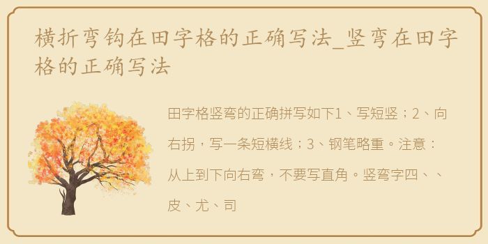 横折弯钩在田字格的正确写法_竖弯在田字格的正确写法