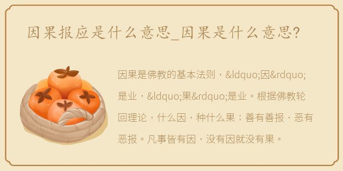 因果报应是什么意思_因果是什么意思?