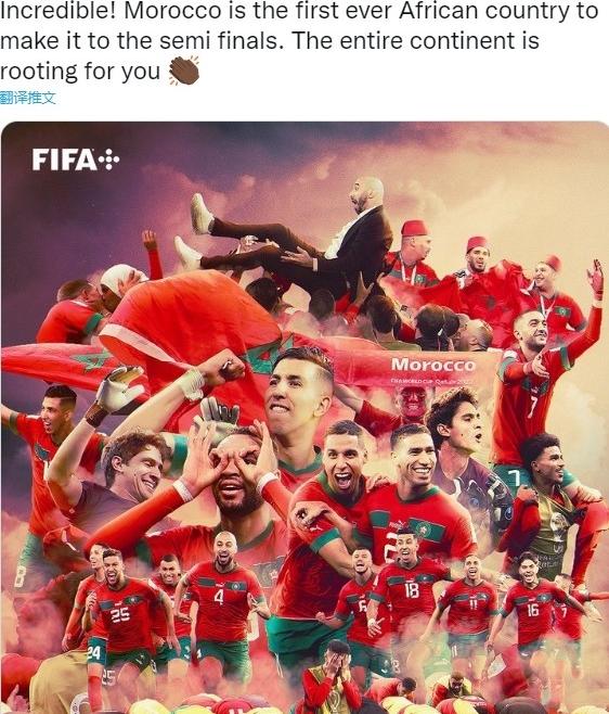摩洛哥球队强不强,埃托奥发文祝贺摩洛哥进四强