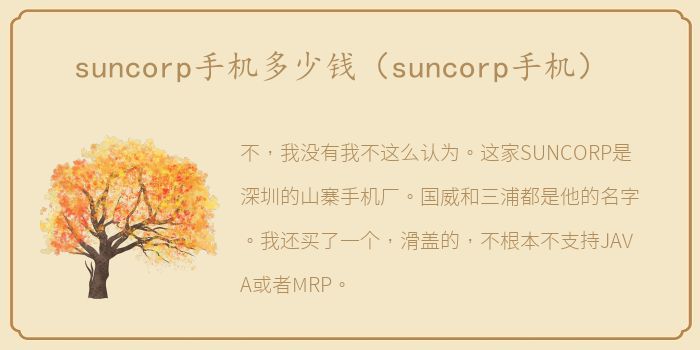 suncorp手机多少钱（suncorp手机）