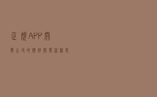正规APP开发公司的软件开发流程是怎样的？