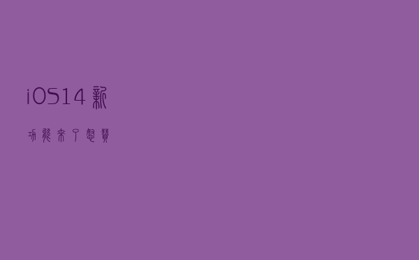 iOS 14 新功能来了，怒赞