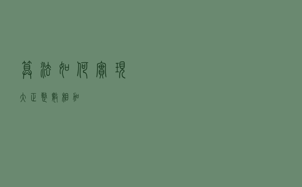 算法：如何实现大正整数相加？