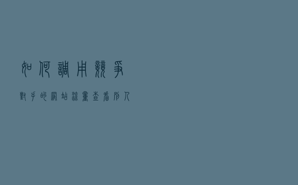 如何调用竞争对手的网站流量？查看别人哪些关键字排名最高？
