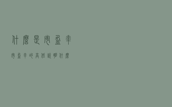 什么是市盈率,市盈率的高低说明什么