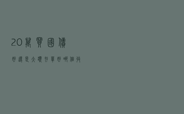 20万买国债好还是大额存单好？哪个收益高？