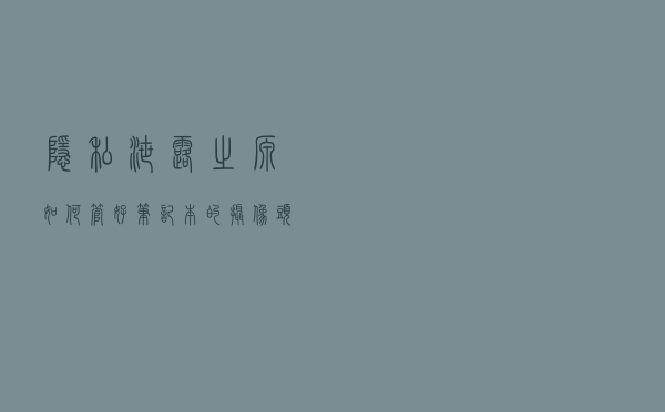 隐私泄露之源？如何管好笔记本的摄像头？