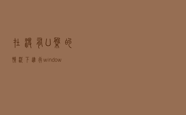 在没有U盘的情况下进行windows密码破解