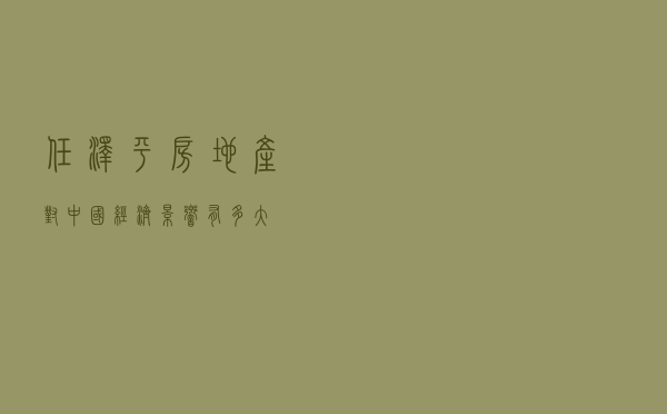 任泽平：房地产对中国经济影响有多大？