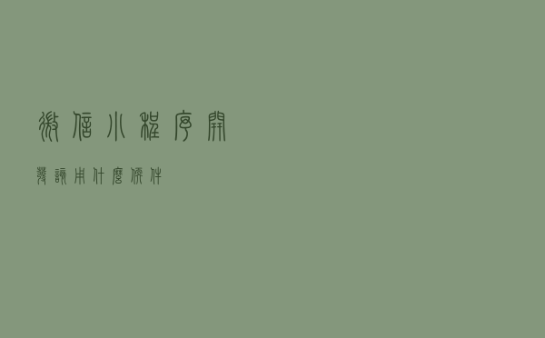 微信小程序开发该用什么软件？