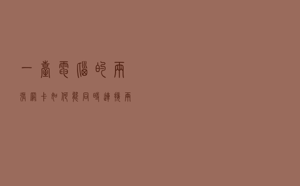 一台电脑的两张网卡如何能同时连接两个不同类型的网络