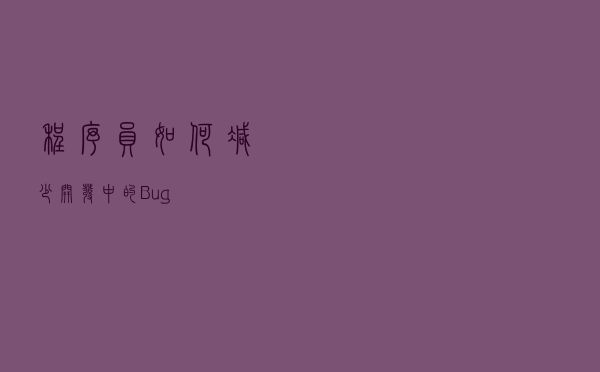 程序员如何减少开发中的 Bug？