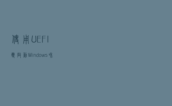 使用 UEFI 双启动 Windows 和 Linux