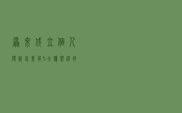 原来成立个人独资企业有5大优势！选好注册地址，还能节税90%