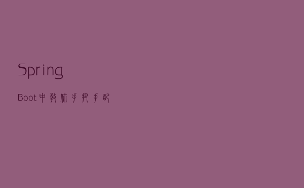 SpringBoot中教你手把手配置 https