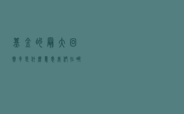 基金的最大回撤率是什么意思？我们在哪里可以查看