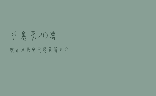 手里有20万，既不用操心又想有稳定的投资收益，如何规划投资？