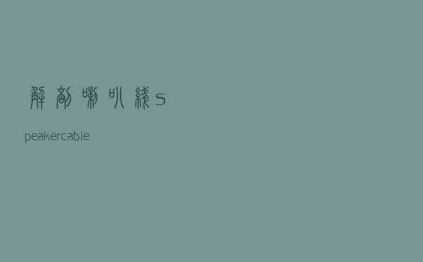 解剖 喇叭线 (speaker cable)