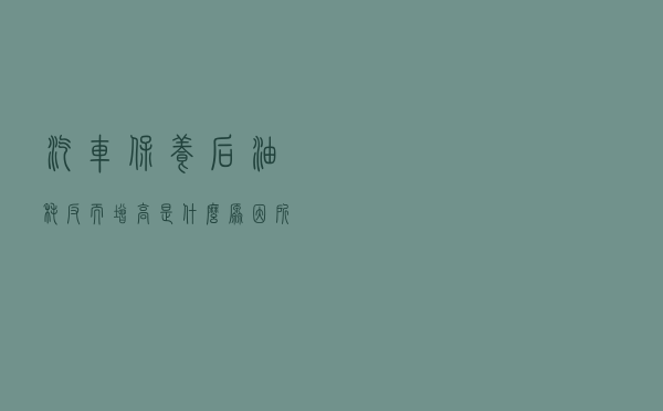 汽车保养后油耗反而增高，是什么原因所导致？