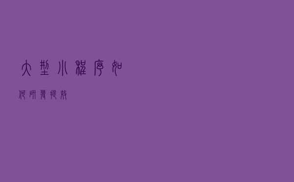 大型小程序如何研发提效