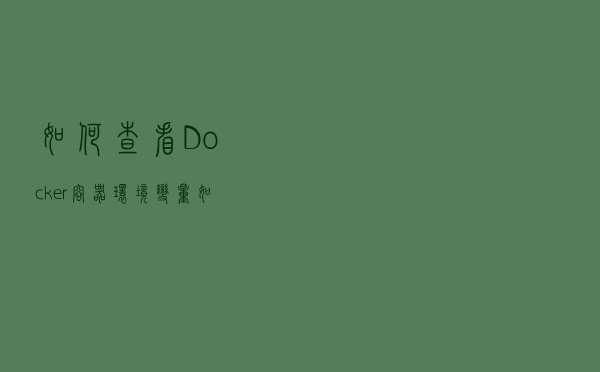 如何查看Docker容器环境变量，如何向容器传递环境变量