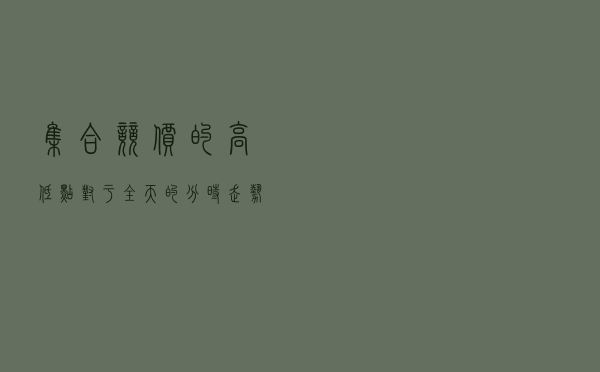 集合竞价的高低点对于全天的分时走势的作用