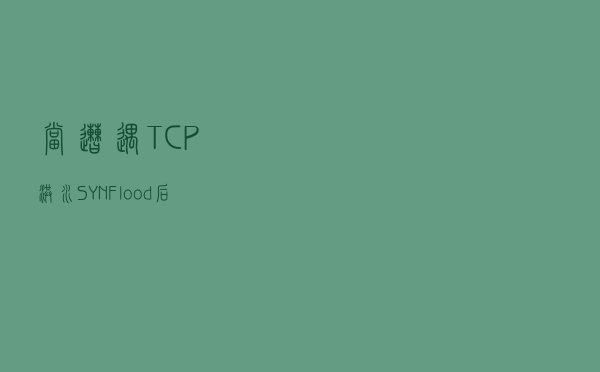 当遭遇TCP洪水（SYN Flood）后的的诊断思路和处理过程