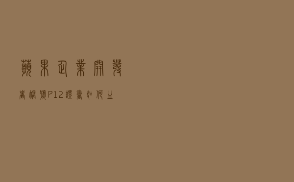 苹果企业开发者账号，P12证书如何生成？