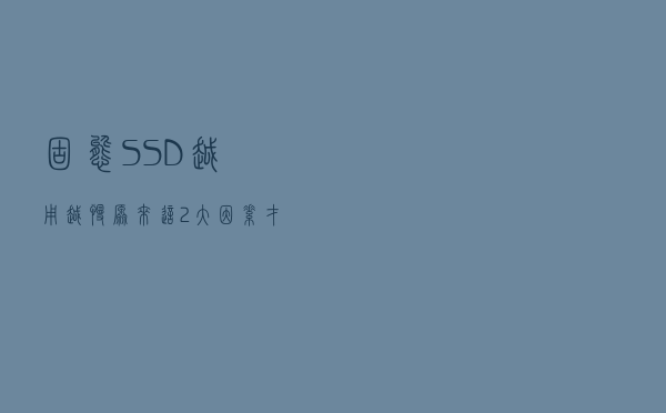 固态SSD越用越慢？原来这2大因素才是重点！网友：涨知识了
