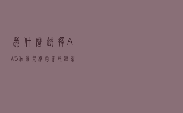 为什么选择 AWS 作为“架构完善的框架”？