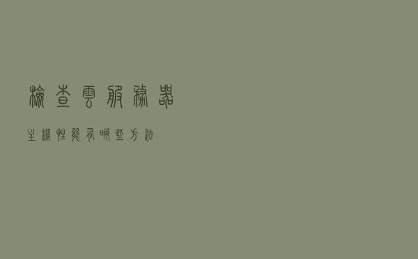 检查云服务器主机性能有哪些方法？