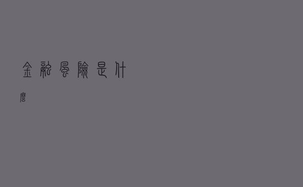 金融风险是什么？