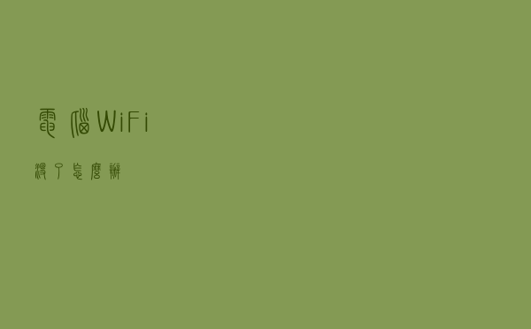 电脑WiFi没了怎么办