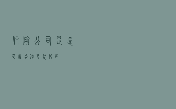 保险公司是怎么调查个人资料的？